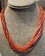 Antique Native American 6-strand Mediterranean Red Coral Bead Necklace 28
