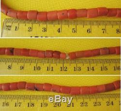 Antique Natural CORAL UNDYED NECKLACE 64.47g Russian Vintage Old Ukrainian Beads