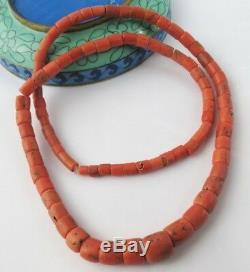 Antique Natural CORAL UNDYED NECKLACE 64.47g Russian Vintage Old Ukrainian Beads