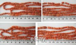 Antique Natural CORAL UNDYED Salmon NECKLACE 42,75 g Vintage Old Beads Ukrainian