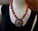 Antique Natural Coral Pendant Necklace Chunky Ethnic Tribal Boho Bead -superb