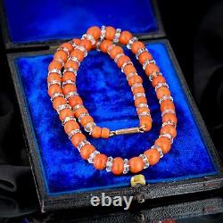 Antique Natural Coral and Rock Crystal Short Beaded Necklace