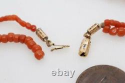 Antique Natural Dark Orange Coral Bead Necklace & Gold Clasp Project