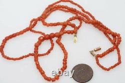Antique Natural Dark Orange Coral Bead Necklace & Gold Clasp Project
