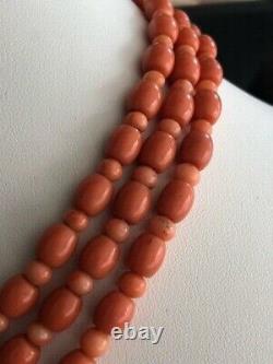 Antique Natural Italian Salmon Coral Necklace