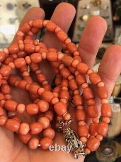 Antique Natural Italian Salmon Coral Necklace