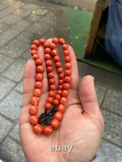 Antique Natural Momo Coral Bead Necklace 57 GRAMS Italienne coral