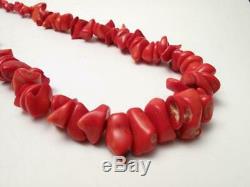 Antique Natural Red Coral Bead Necklace Tested Undyed 125gms