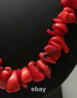 Antique Natural Red Coral Bead Necklace Tested Undyed 125gms