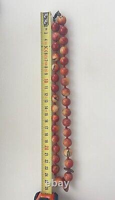 Antique Natural Red Sponge Apple Coral Beads Large Heavy Necklace 19.25