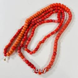 Antique Natural Sea Bamboo Coral Beads Necklace Orange 150g