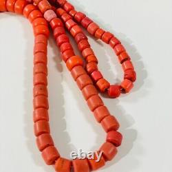 Antique Natural Sea Bamboo Coral Beads Necklace Orange 150g
