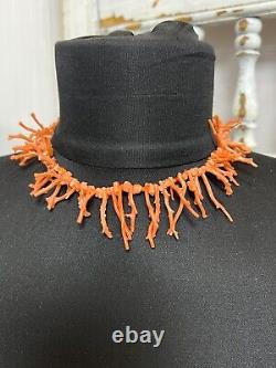 Antique Natural Undyed Mediterranean Salmon Red Coral Branch Necklace 14