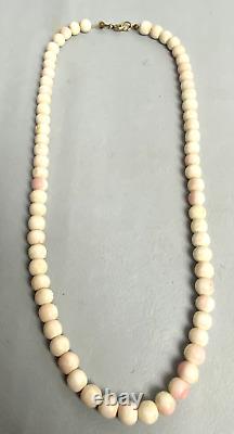 Antique Necklace White Angel Skin Coral Round Beads 18.5