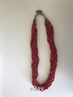 Antique Old Tibetan Sherpa Coral Beaded Necklace Nepal
