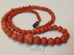 Antique Old authentic undyed Coral beads 30.5 gram necklace natural RARE m1089