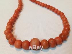 Antique Old authentic undyed Coral beads 30.5 gram necklace natural RARE m1089