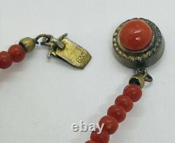 Antique Oxblood Deep Red Coral Graduated Beaded Necklace