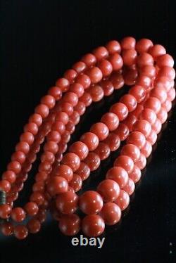 Antique Period Piece 1850's Mediterranean Coral Bead Necklace