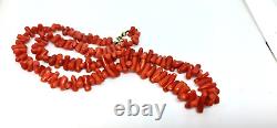 Antique Red Art Deco Salmon Coral Necklace 29 Grams
