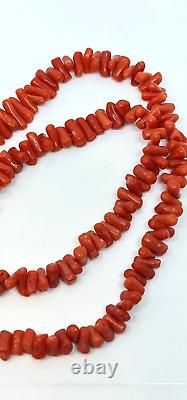 Antique Red Art Deco Salmon Coral Necklace 29 Grams
