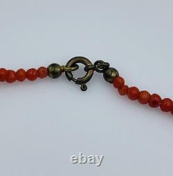 Antique Red Coral Graduated Beaded Necklace 18 1/2