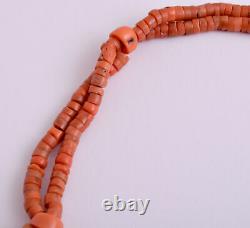 Antique Red Coral genuine natural undyed untreated beads Necklace-82 gram