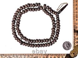 Antique Silver-Inlaid Black Coral Prayer Beads from Yemen P BCSI 6