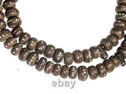 Antique Silver-Inlaid Black Coral Prayer Beads from Yemen P BCSI 6