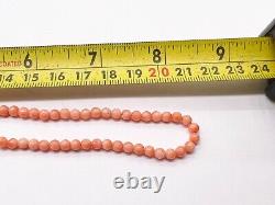 Antique Solid 9ct Gold Angel Skin Coral Bead Necklace Fine Ladies Necklace