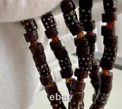 Antique Tribal Beaded 5 Strand Layered 22 Necklace 156g Glass Ceramic Coral