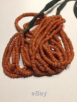 Antique Ukrainian Natural Salmon Red Coral Beads Strands Necklace 85.31gram