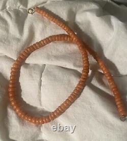 Antique Undyed Coral Bead Necklace 18.5 Old