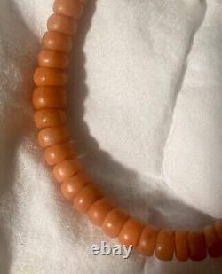 Antique Undyed Coral Bead Necklace 18.5 Old