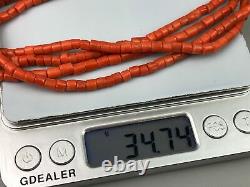 Antique Undyed Red Coral Bead Necklace 37g
