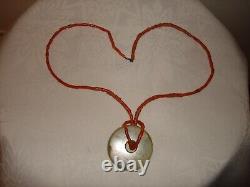 Antique Untreated Bead Salmon Natural Coral Huge Jade Pendant 25 L Necklace