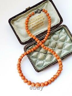 Antique Victorian 13.5 Salmon Coral Child's Graduated Beads Necklace 15gr