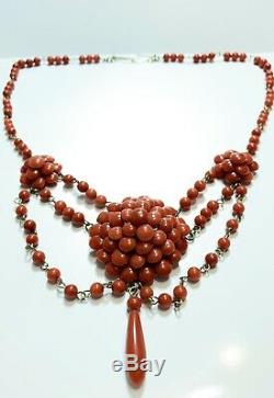 Antique Victorian 14k Gold Coral Bead Necklace