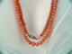 Antique Victorian 14k Gold Long Coral Bead Necklace 31 Inch