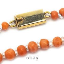 Antique Victorian 18ct Gold Petite Graduated Natural Coral & Pearl Necklace