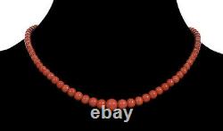 Antique Victorian Deep Salmon Coral Bead Necklace 15 1/2 Long