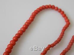 Antique Victorian Gold and Red Salmon coral beads necklace