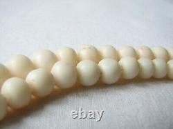Antique Victorian Graduated Angel Skin Coral Beads Necklace Gold Clasp
