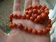 Antique Victorian Large 9mms Coral Bead Necklace Not Dyed 48 Grams 17 Inches