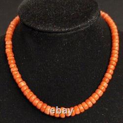 Antique Victorian Natural Coral Choker / Child's Necklace Salmon Pink 23g