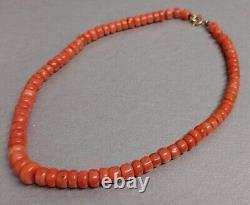 Antique Victorian Natural Coral Choker / Child's Necklace Salmon Pink 23g