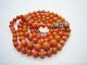 Antique Victorian Natural Salmon Coral Bead Necklace With Later Diamond Clasp