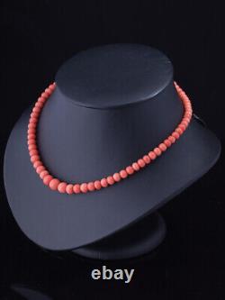 Antique Victorian Natural Single Strand Graduated Beads Coral Necklace