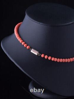 Antique Victorian Natural Single Strand Graduated Beads Coral Necklace
