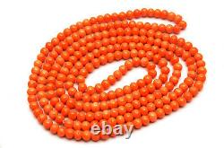 Antique Victorian Opera Length Coral Beads Necklace 61g 48 ins